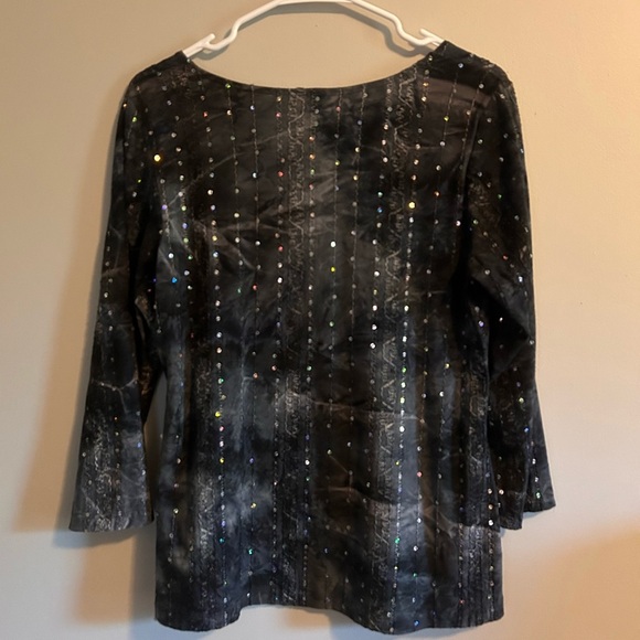 y2k Dressbarn whimysgoth black and silver sequined blouse with square neckline - Picture 4 of 5